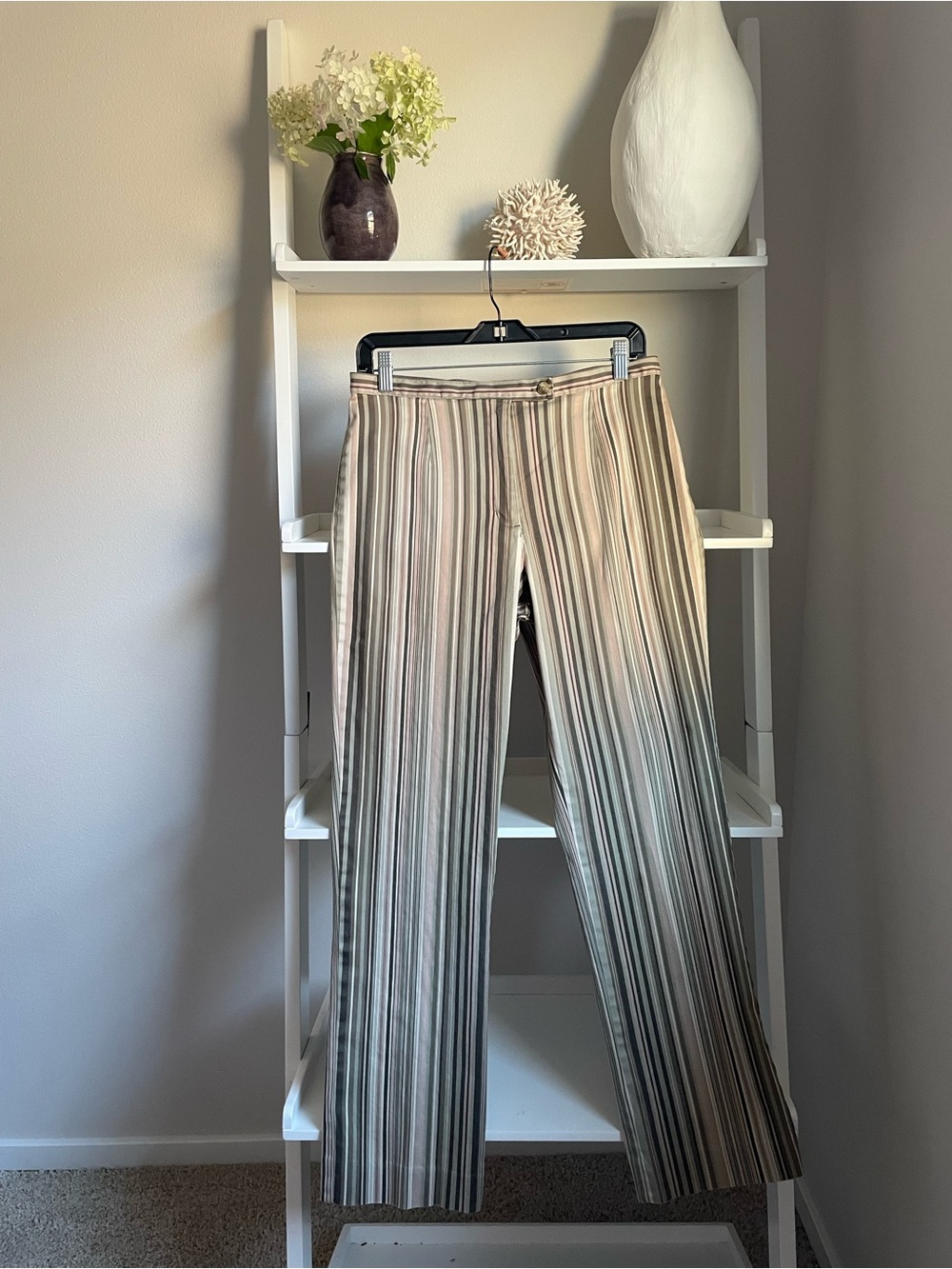 White Stag Beige and Gray Striped Straight-Leg Pants